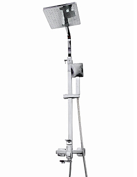 Душевая стойка смеситель верхний душ, лейка хром POTATO Р3506N